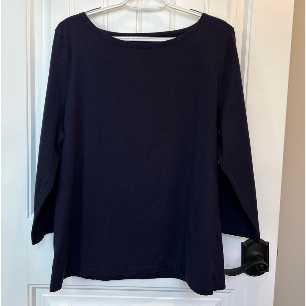 Talbots Navy Woman’s Cotton Spandex Top 3/4 Length Sleeves Size XL